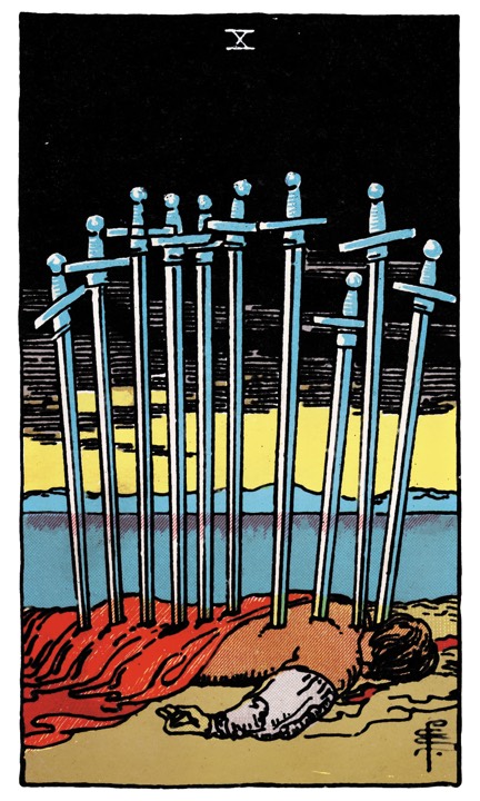 10 of Swords tarot card